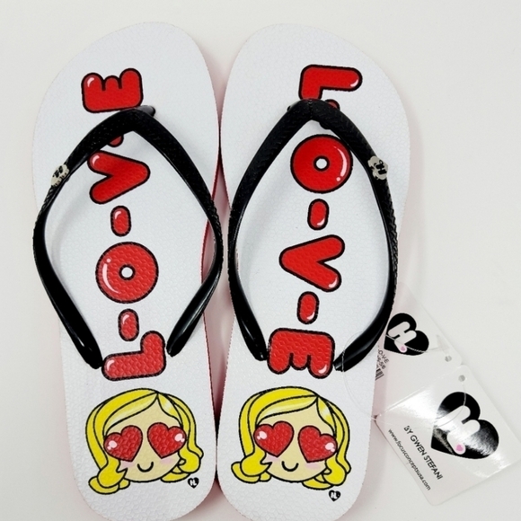 Harajuku lovers Gwen Stefani flip flops Love 9 / 10 - Picture 1 of 4